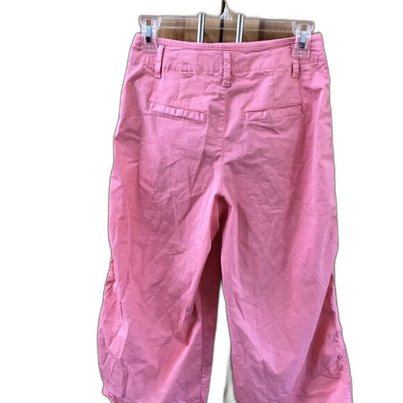 GAP Women pants 0 Busa Pink High Rise Wide Leg Crop Raw Hem Pleat Pockets - Picture 6 of 8